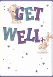 Brimming with playful optimism, this get well card features two endearing companions-a plush bear and a lively puppy-both delightfully interacting with oversized, colourful lettering that spells out a bright 'Get Well'. Their fluffy textures and expressive faces exude warmth and encouragement, much like the carefully arranged flowers crafted for Tottenham Hale's welcoming families. Starbursts sparkle across the scene in gentle blues and purples, infusing every inch with a sense of hope and cheerfulness. The text, shaded in deep violet and crisp teal, pops vibrantly from a creamy backdrop, echoing the uplifting mood of a sunny day spent in Down Lane Park. Each star and playful stroke mirrors the thoughtful approach local florists take with every arrangement, layering in comfort and joy where it's needed most. The tactile softness of their illustrated fur almost invites a gentle touch, while the clean, luminous background embodies freshness and tranquility. This card brings together sweet innocence and heartfelt reassurance-a visual embrace crafted to brighten recovery, as if it arrived nestled beside a thoughtfully arranged bouquet, delivered with care from Florist Tottenham Hale to someone in need of comfort.